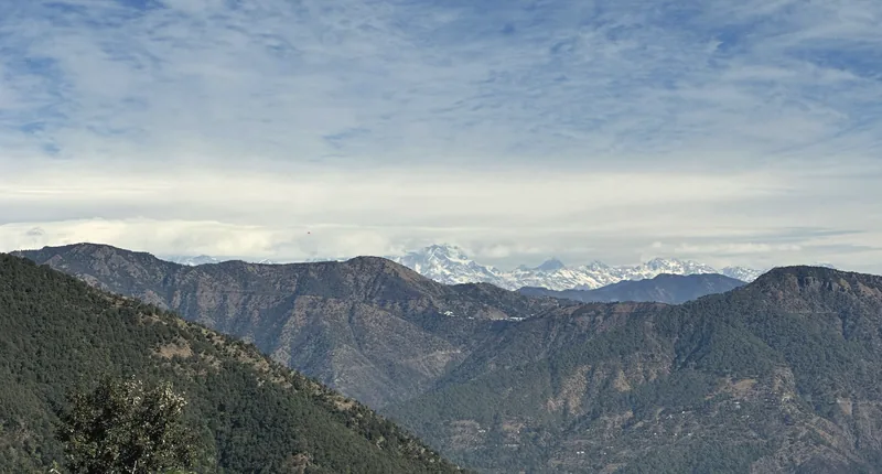 The Himalayan range beyond the site. Aagar Hills, Rishikesh.