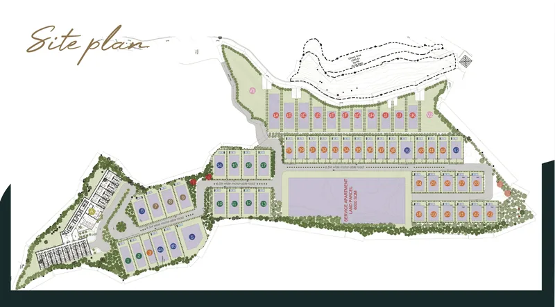 Site plan showing the road network and plot layout. Aagar Hills, Rishikesh.