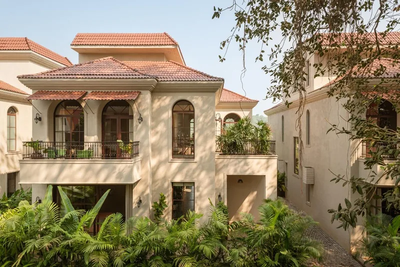 The villa seen from the garden. Banyan Bliss, Guirim.