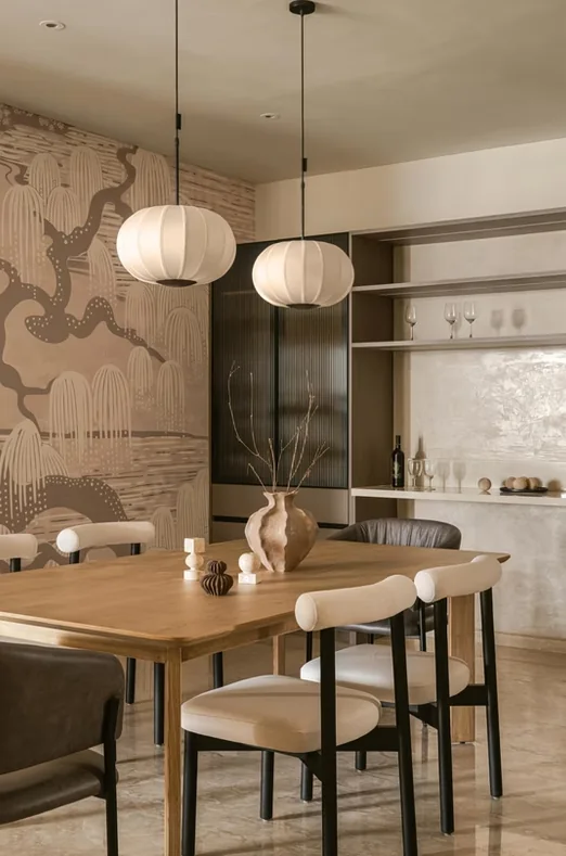 Indicative dining styling: dining set beside a landscaped outlook