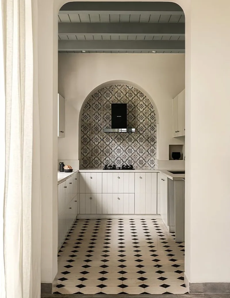 Indicative kitchen styling: bespoke modular units with integrated lighting